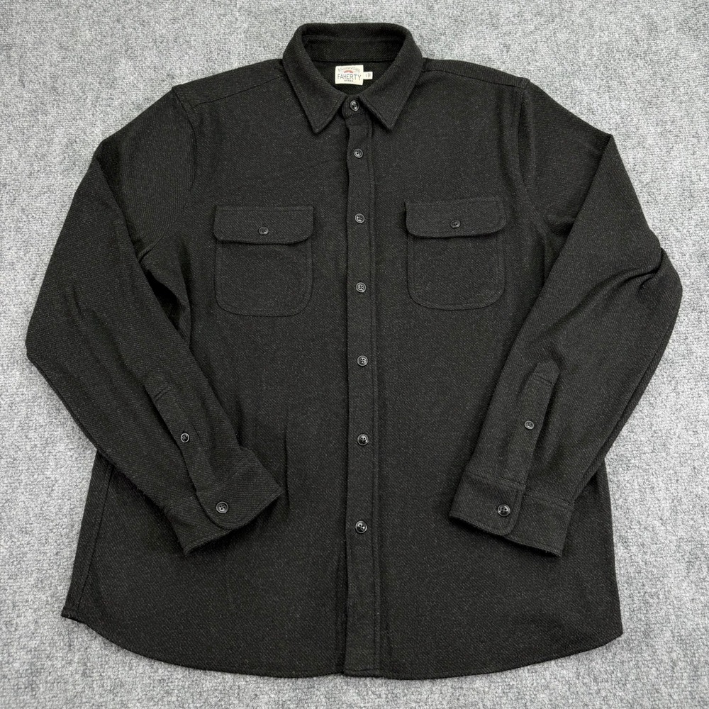 Faherty Legend Sweater Shirt Mens Large Heather Button Up MXC0002-HBT